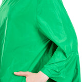 Katharina Hovman Damen Taft Kleid A-Linie ausgestellter Kragen grün