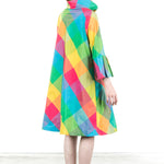 Katharina Hovman Damen Taft Kleid A-Linie ausgestellter Kragen colour check