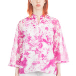 Avant Toi Damen Bluse mit Batikmuster weiß-pink
