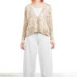 AVANT TOI Damen Cardigan mit Strick-Applikationen beige braun
