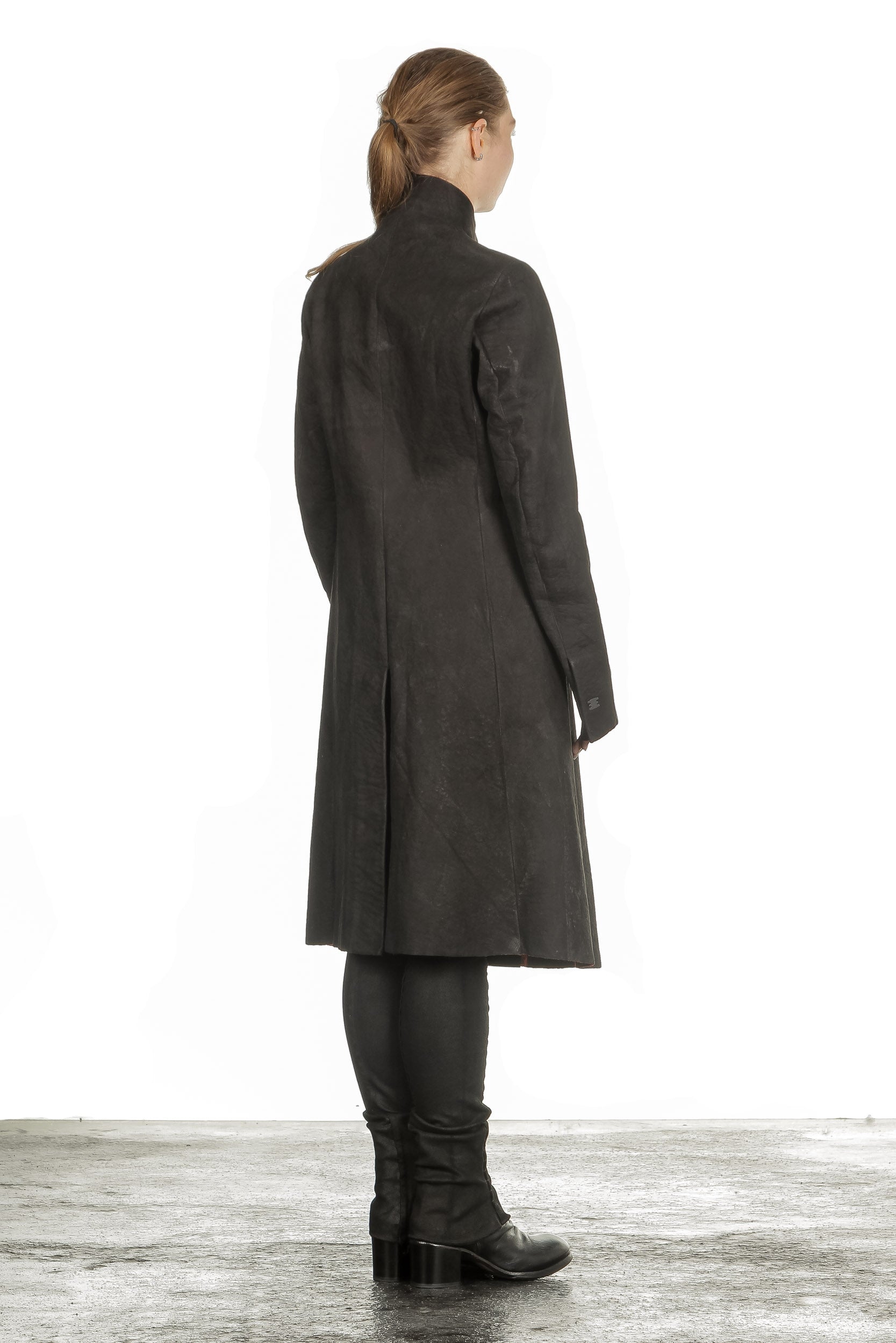 Isaac Sellam Damen Leder Mantel schwarz