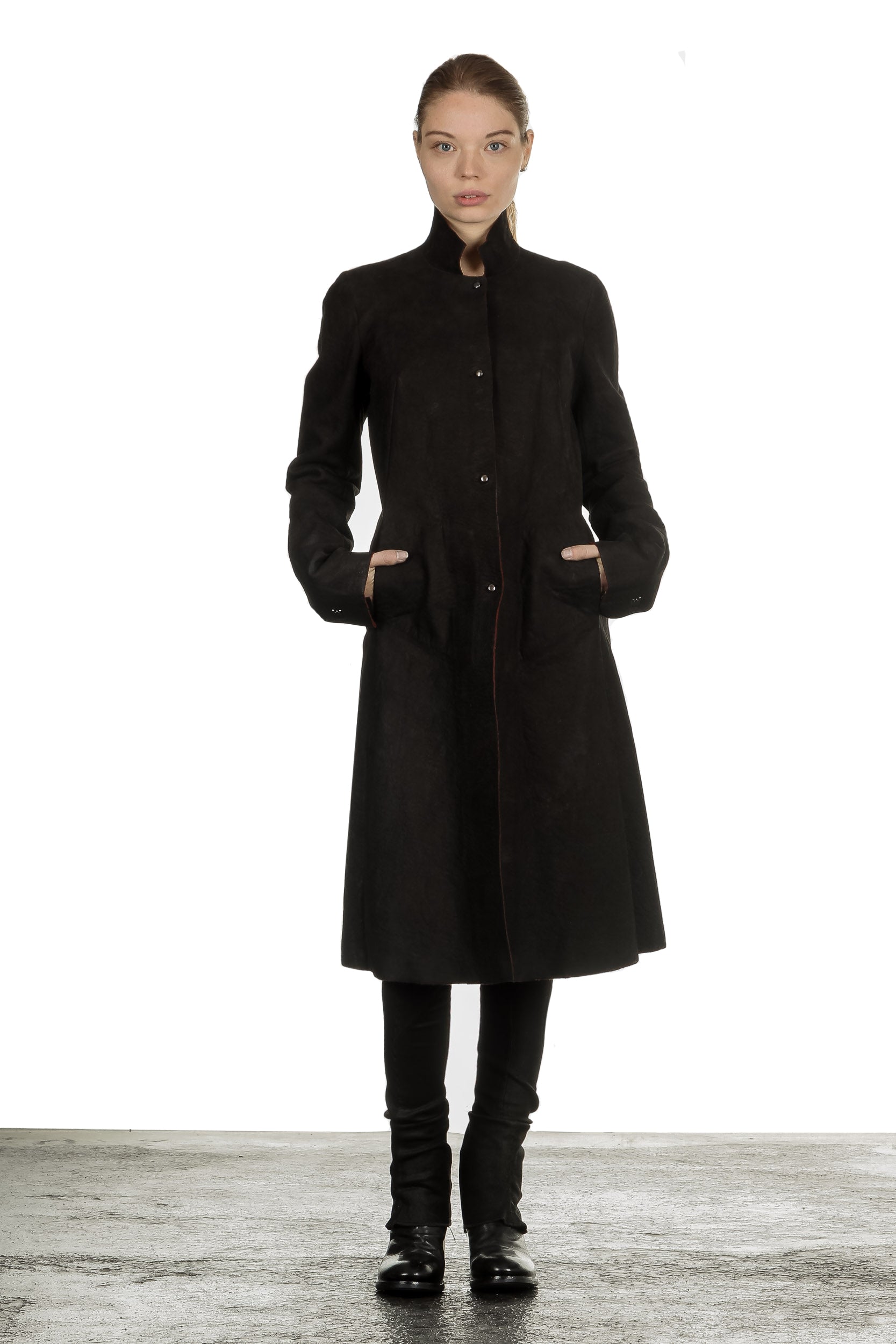 Isaac Sellam Damen Leder Mantel schwarz