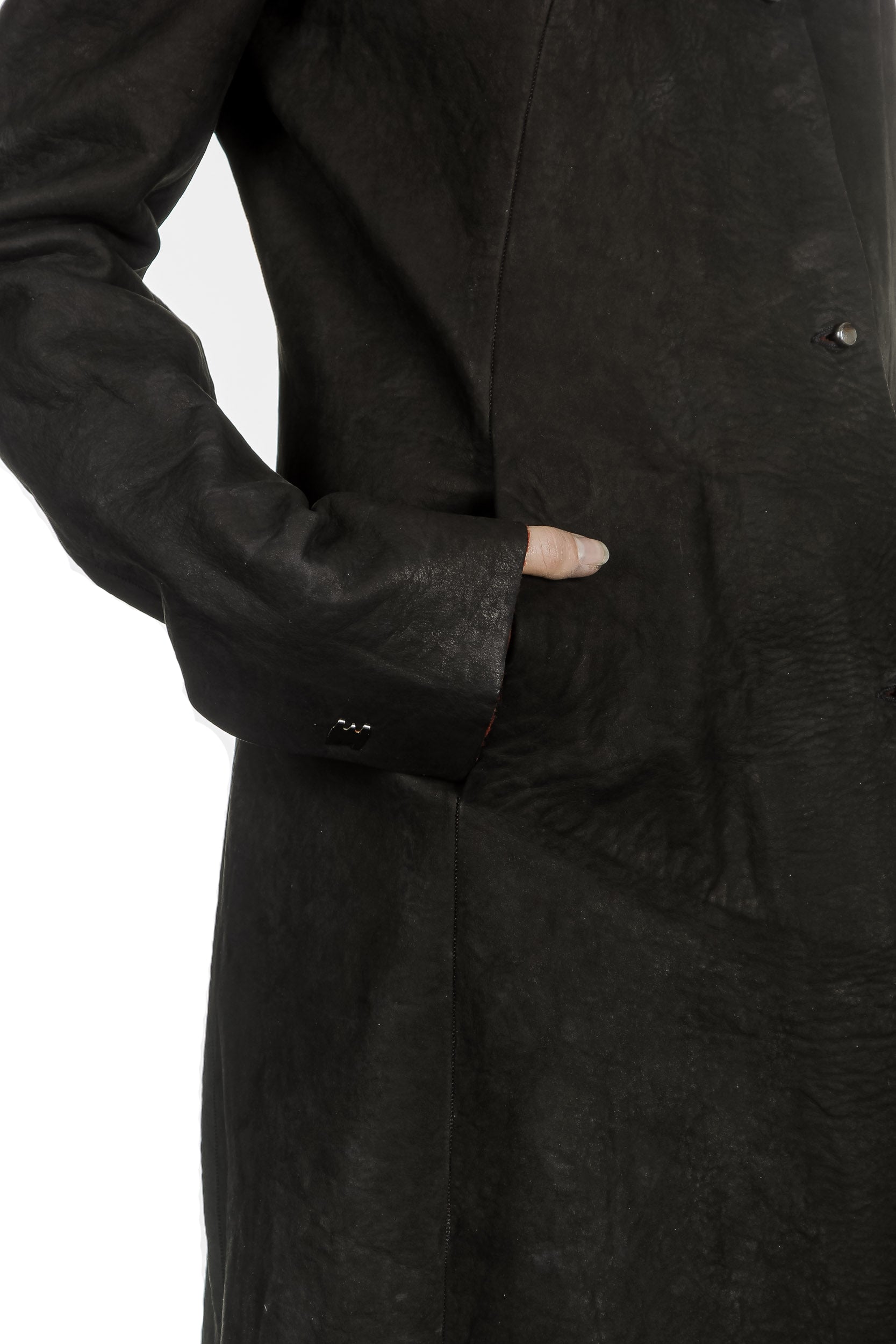Isaac Sellam Damen Leder Mantel schwarz