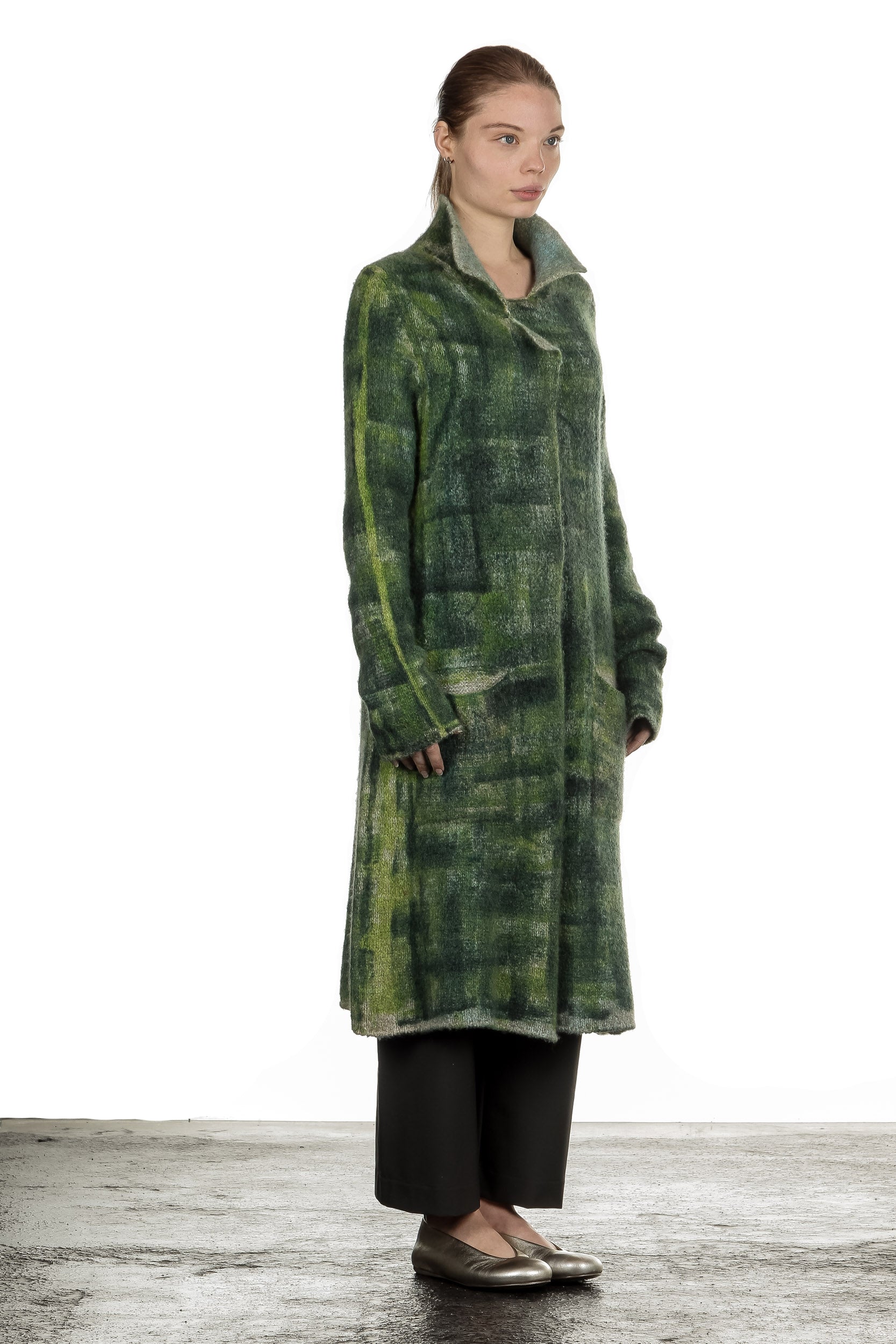 F Cashmere Damen Strickmantel grün