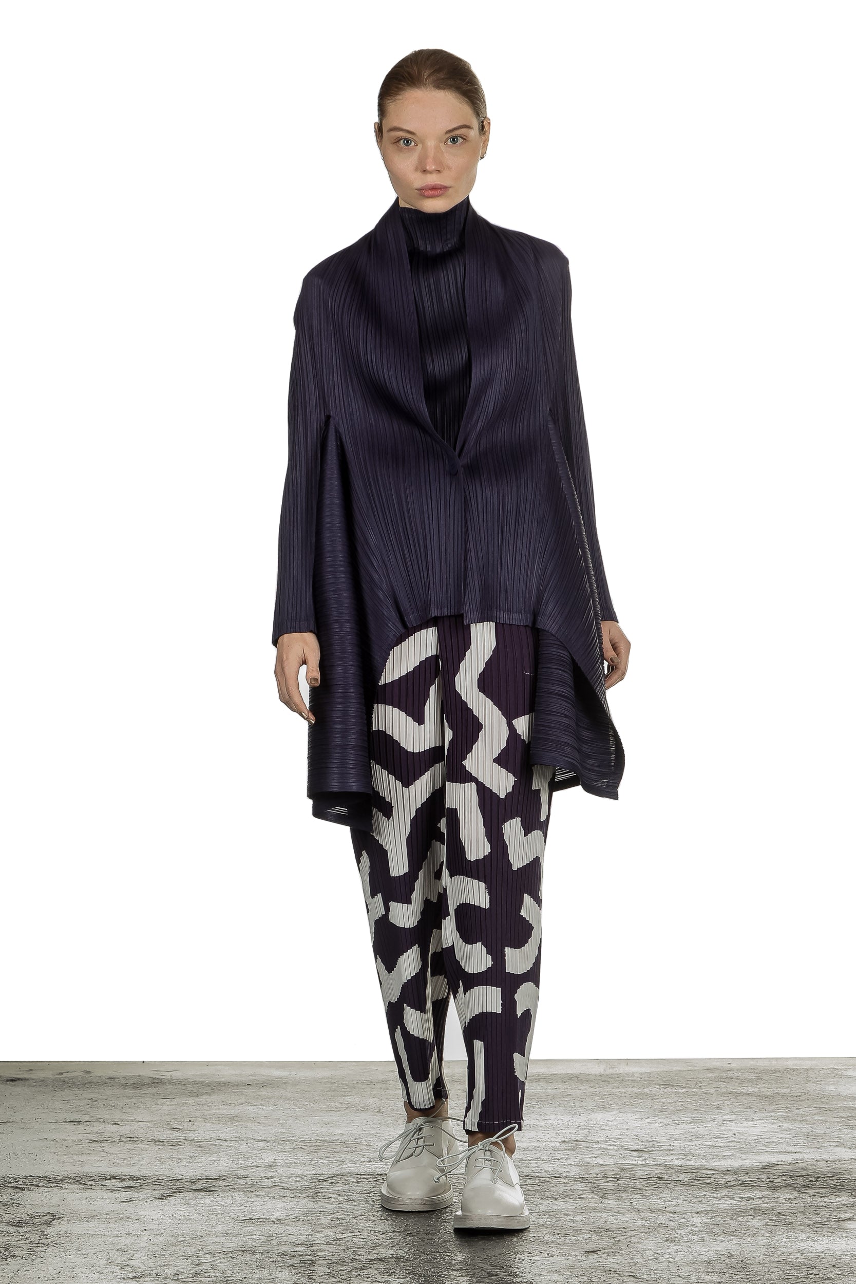 Issey Miyake Plissee Hose blau weiß