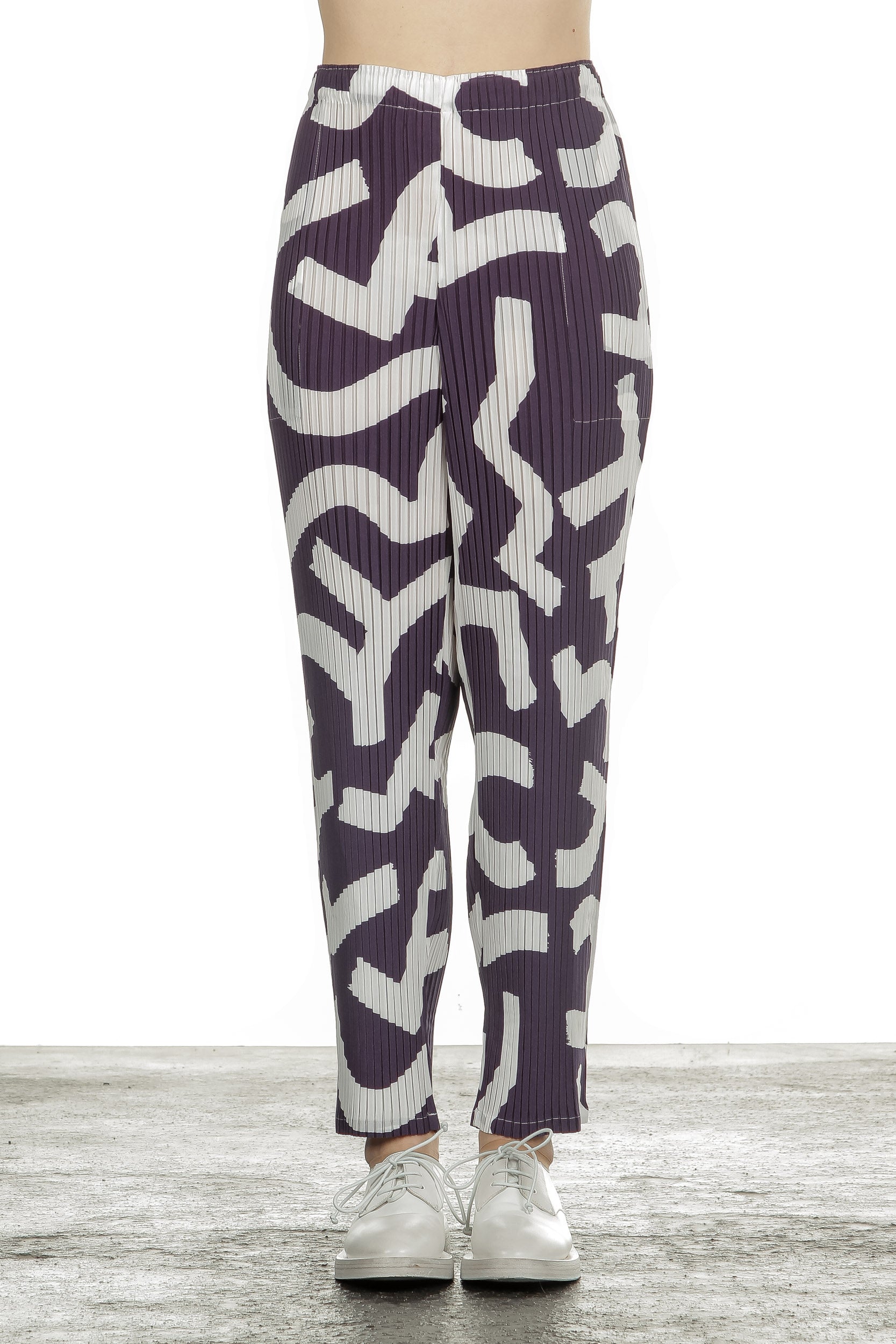 Issey Miyake Plissee Hose blau weiß