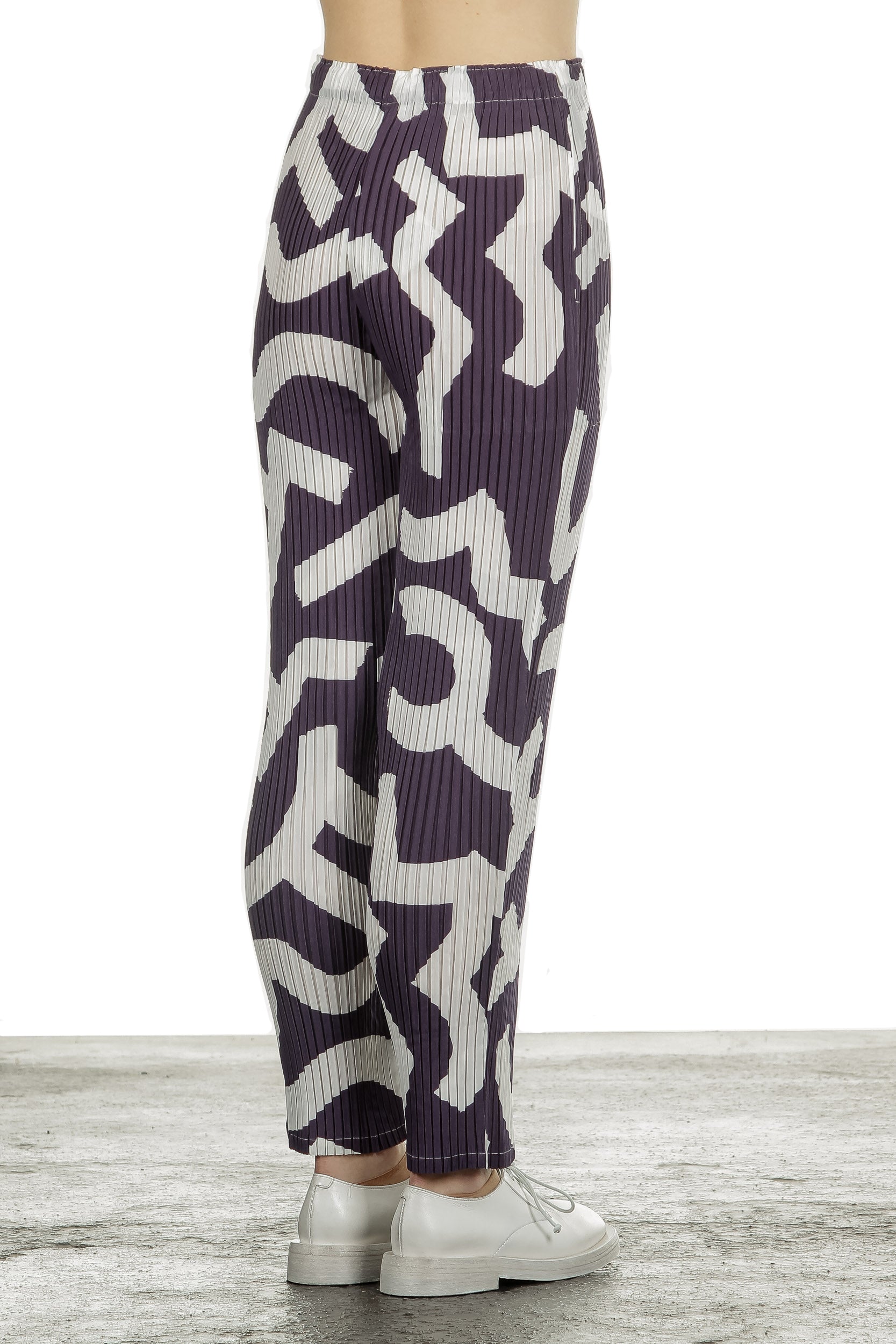 Issey Miyake Plissee Hose blau weiß
