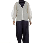 Pleats Please Issey Miyake Plissee Cardigan weiß