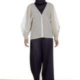 Pleats Please Issey Miyake Plissee Cardigan weiß