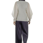 Pleats Please Issey Miyake Plissee Cardigan weiß