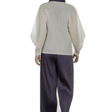 Pleats Please Issey Miyake Plissee Cardigan weiß
