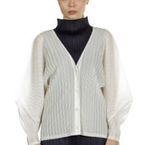 Pleats Please Issey Miyake Plissee Cardigan weiß