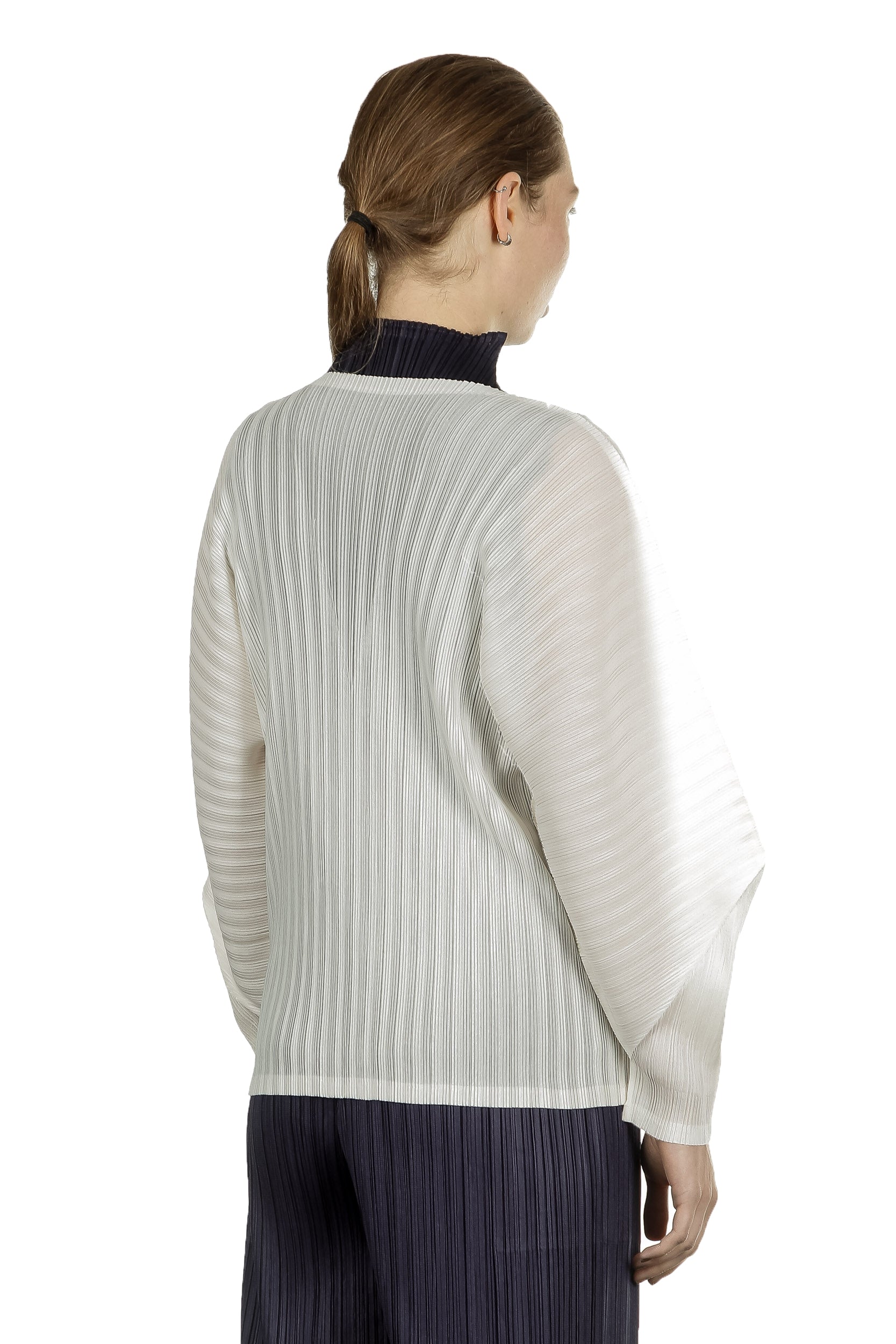 Pleats Please Issey Miyake Plissee Cardigan weiß