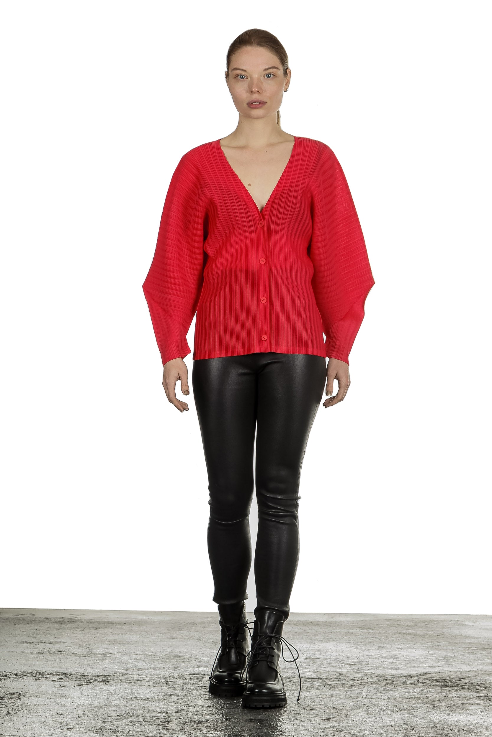 Pleats Please Issey Miyake Plissee Cardigan rot
