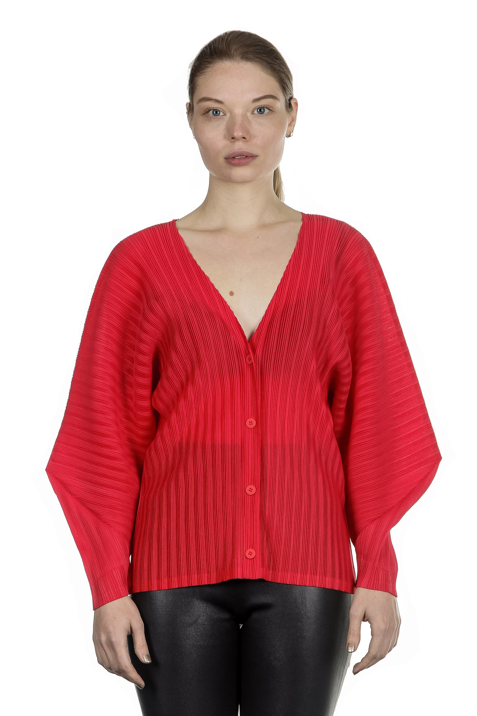 Pleats Please Issey Miyake Plissee Cardigan rot