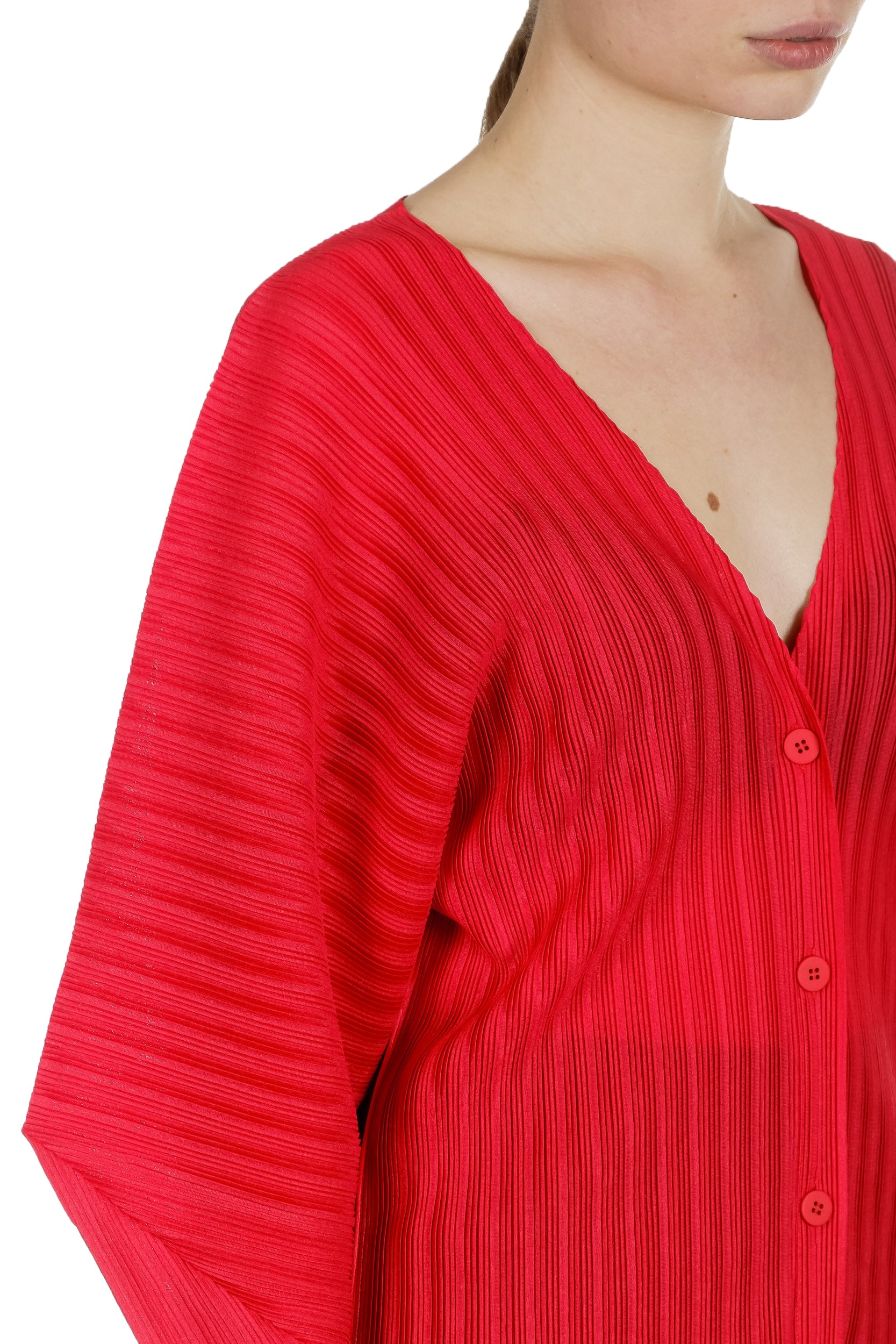 Pleats Please Issey Miyake Plissee Cardigan rot