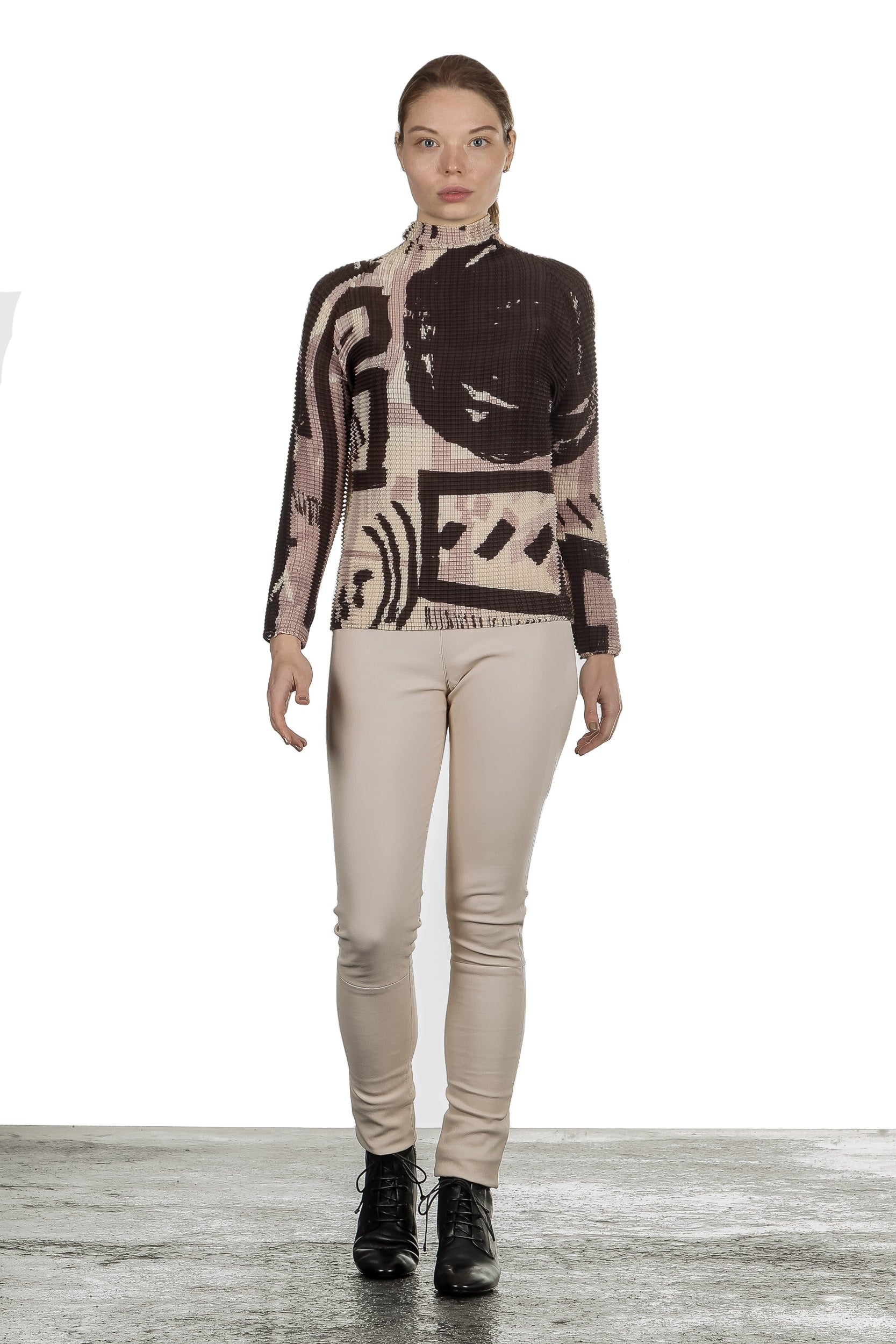 DROMe Damen Avantgarde Leder Hose beige