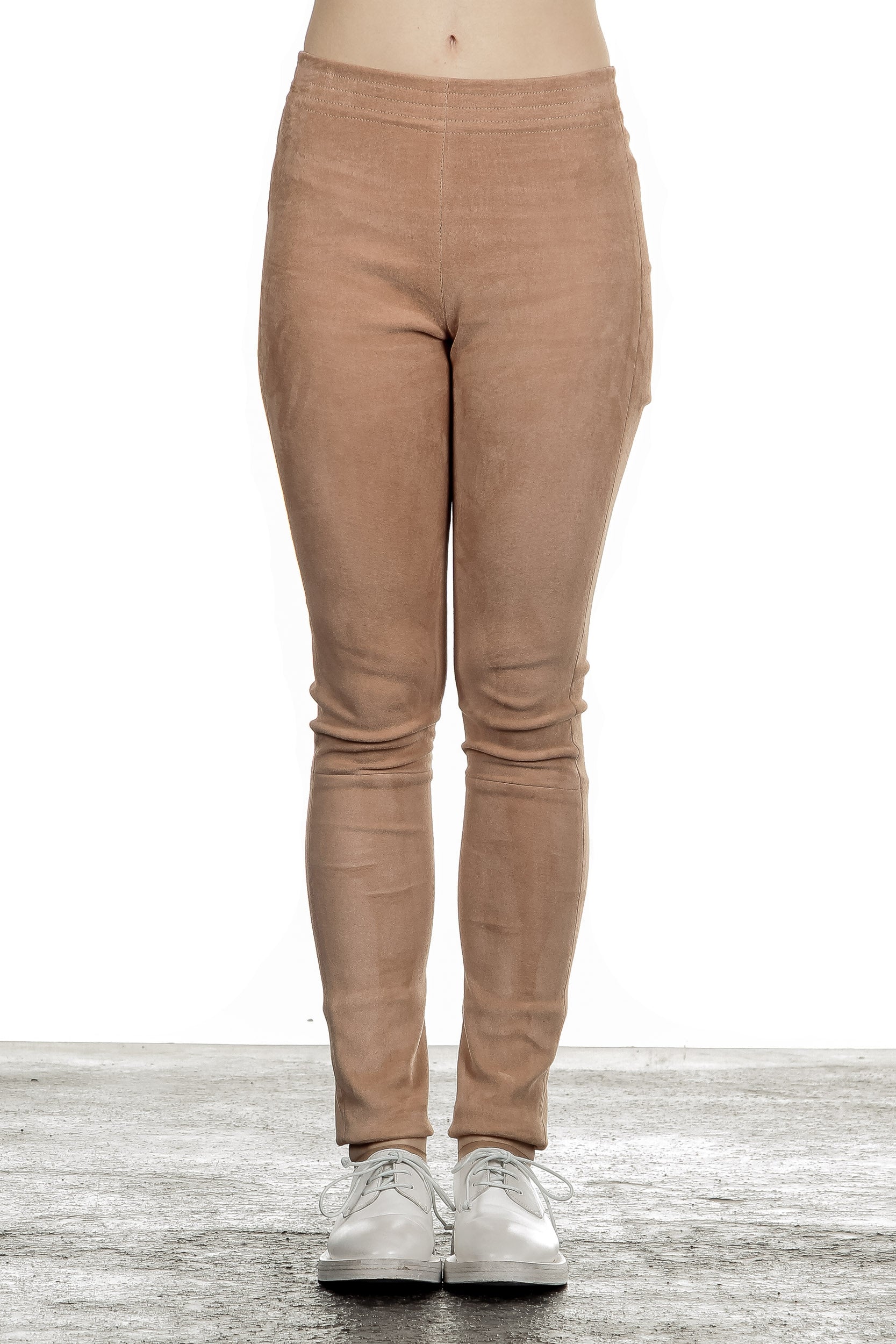 DROMe Damen Avantgarde Leder Leggings apricot