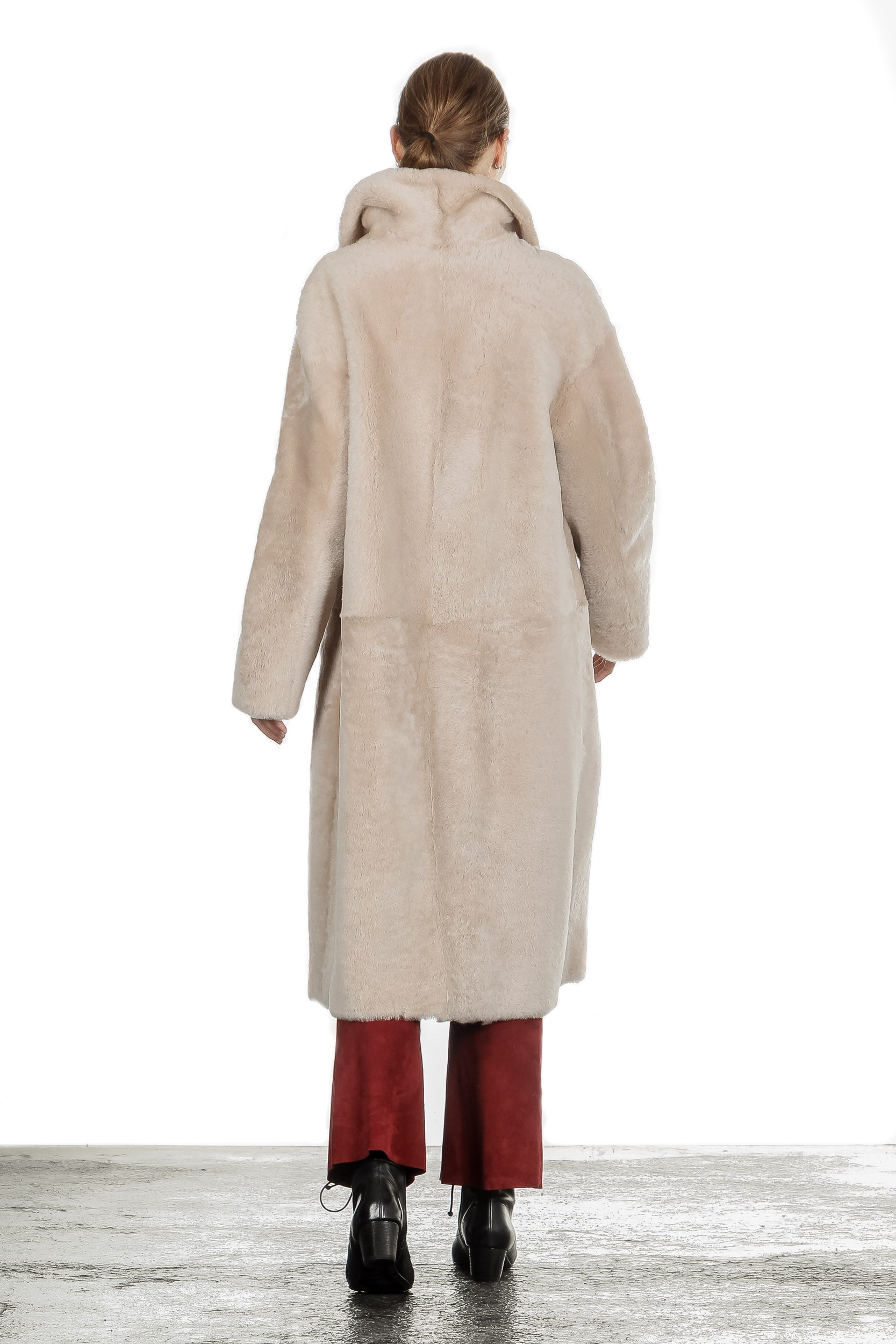 DROMe Damen Lammfell Wende Mantel beige