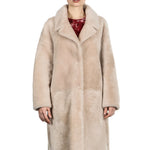 DROMe Damen Lammfell Wende Mantel beige
