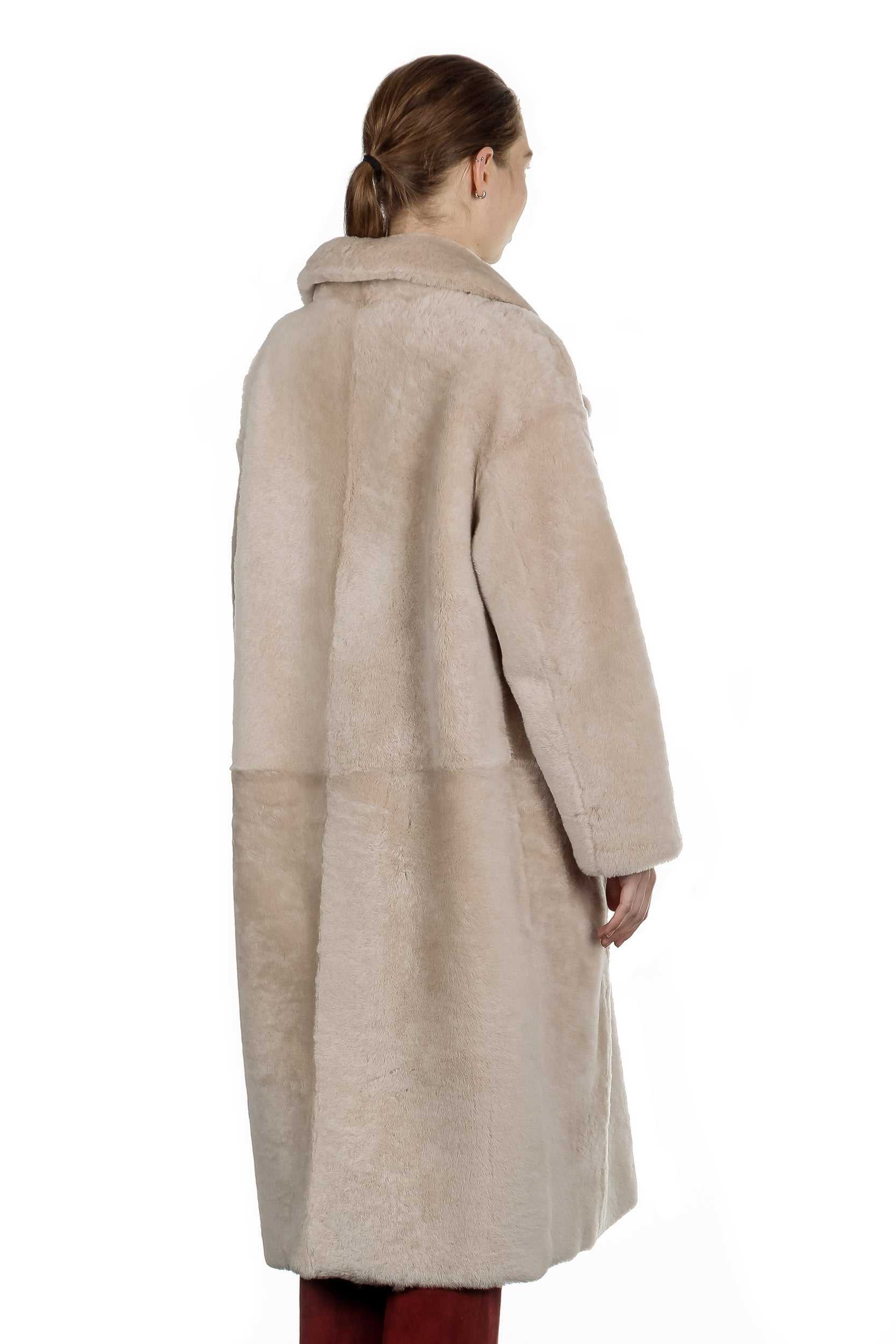 DROMe Damen Lammfell Wende Mantel beige
