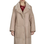 DROMe Damen Lammfell Wende Mantel beige