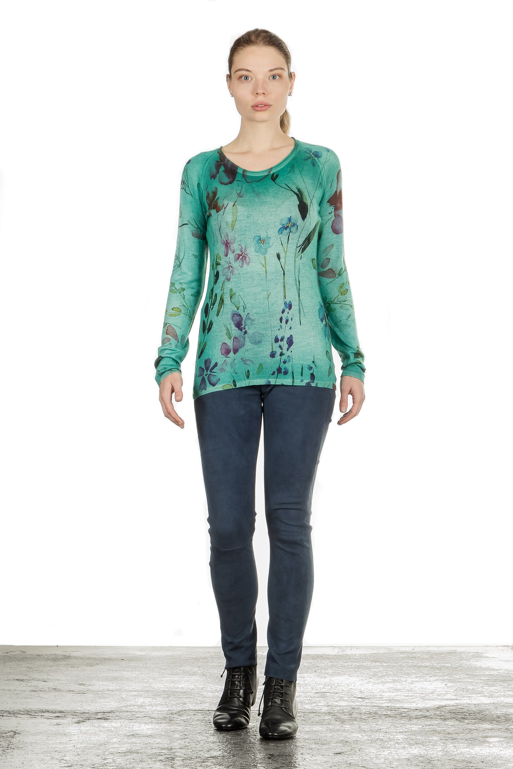 DROMe Damen Leder Leggings indigo