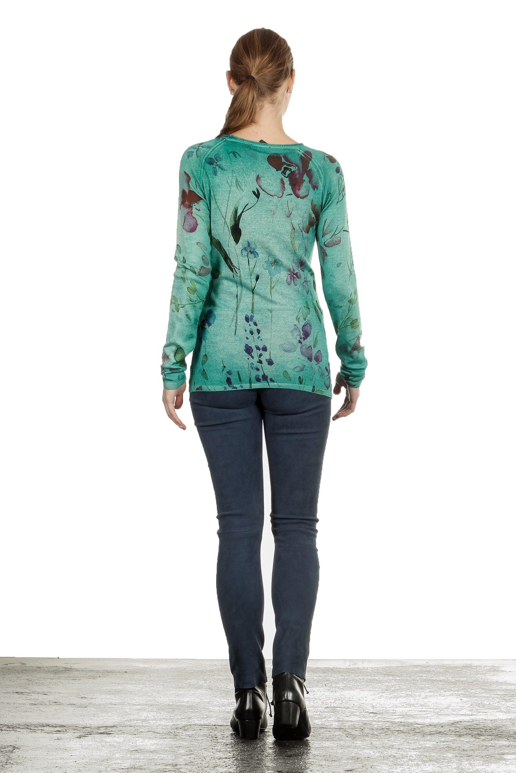 DROMe Damen Leder Leggings indigo