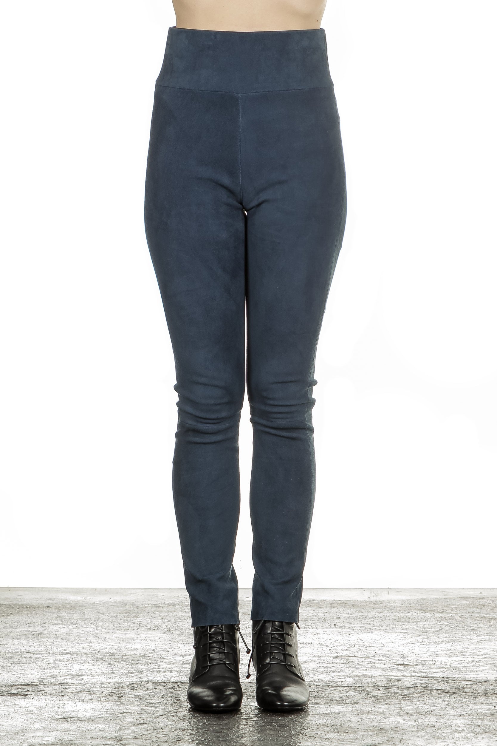 DROMe Damen Leder Leggings indigo