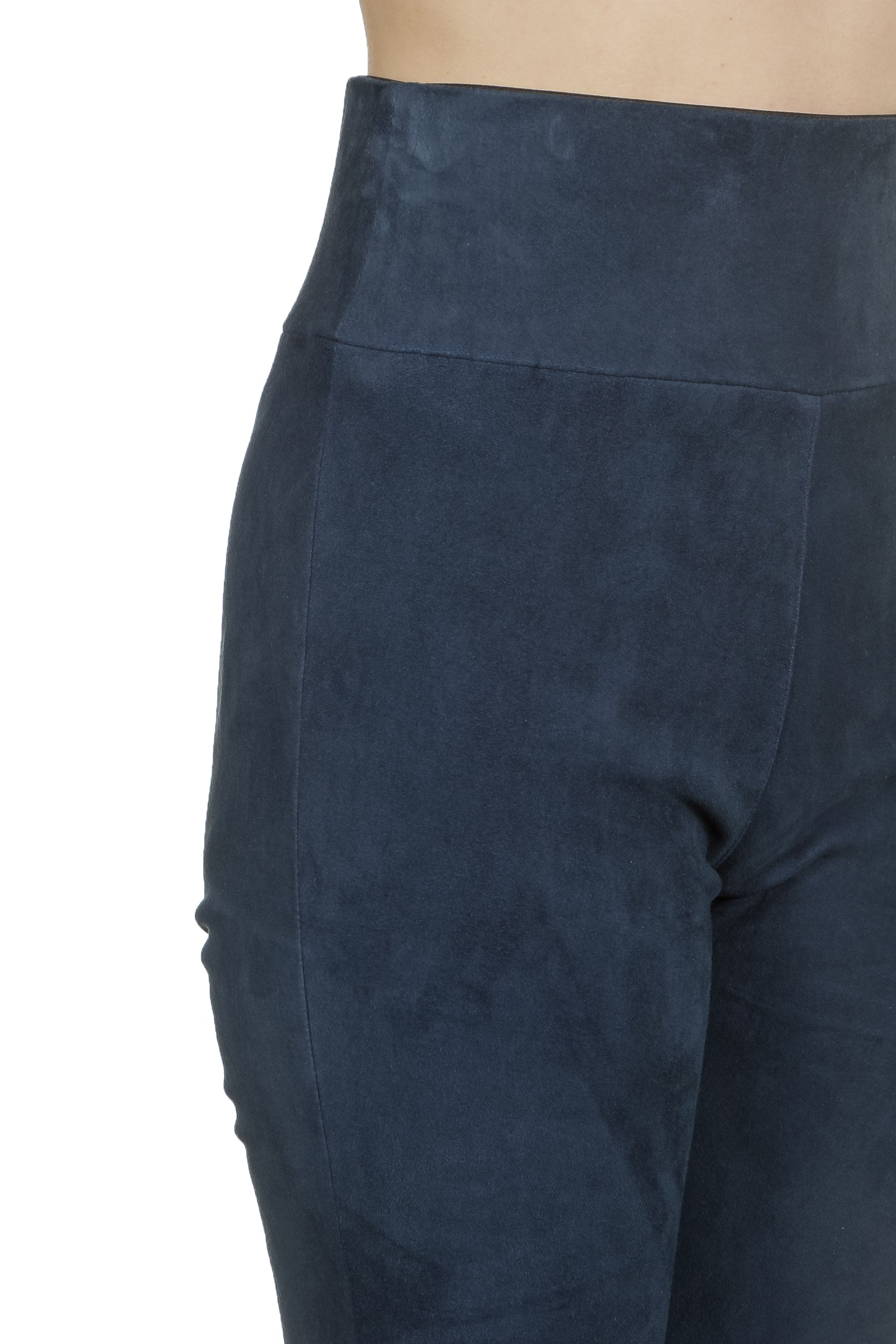 DROMe Damen Leder Leggings indigo
