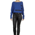 Sarah Pacini Damen Cropped Longsleeve Pullover blau