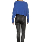 Sarah Pacini Damen Cropped Longsleeve Pullover blau