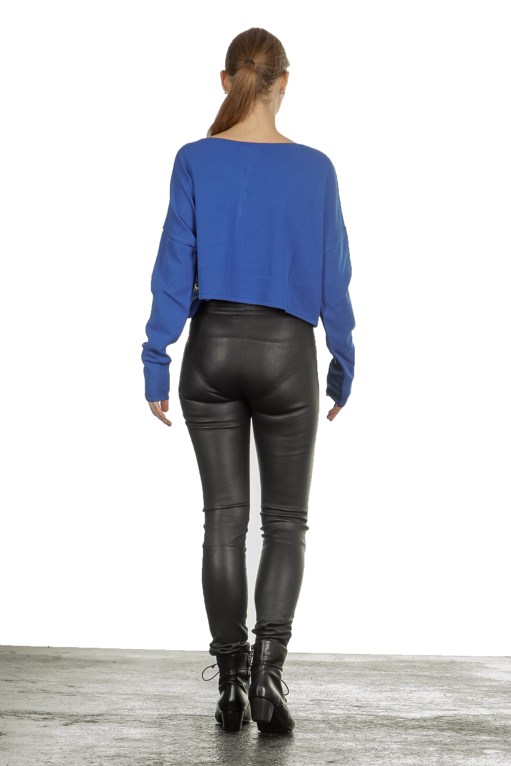 Sarah Pacini Damen Cropped Longsleeve Pullover blau