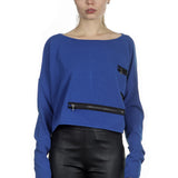 Sarah Pacini Damen Cropped Longsleeve Pullover blau