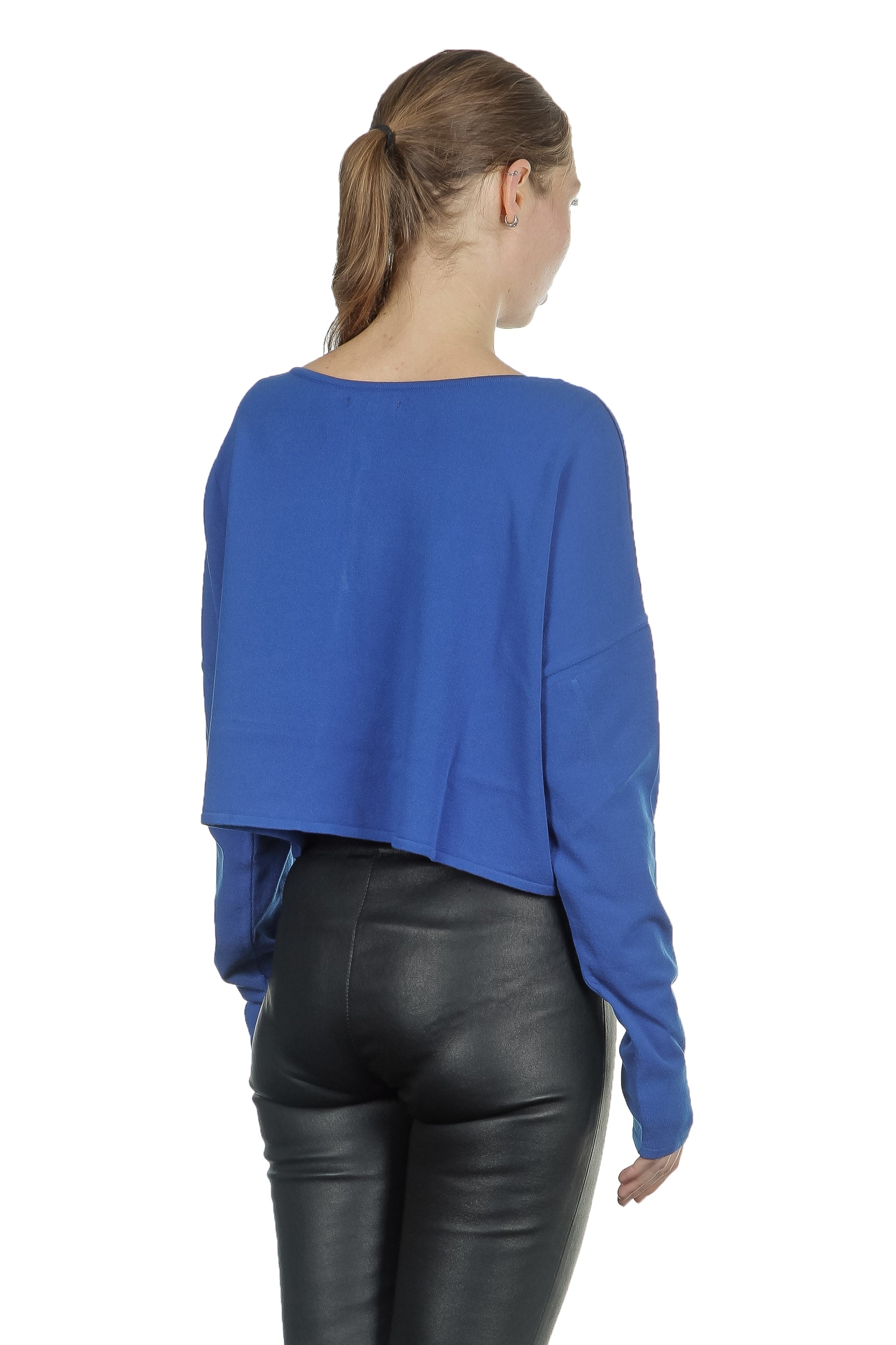 Sarah Pacini Damen Cropped Longsleeve Pullover blau