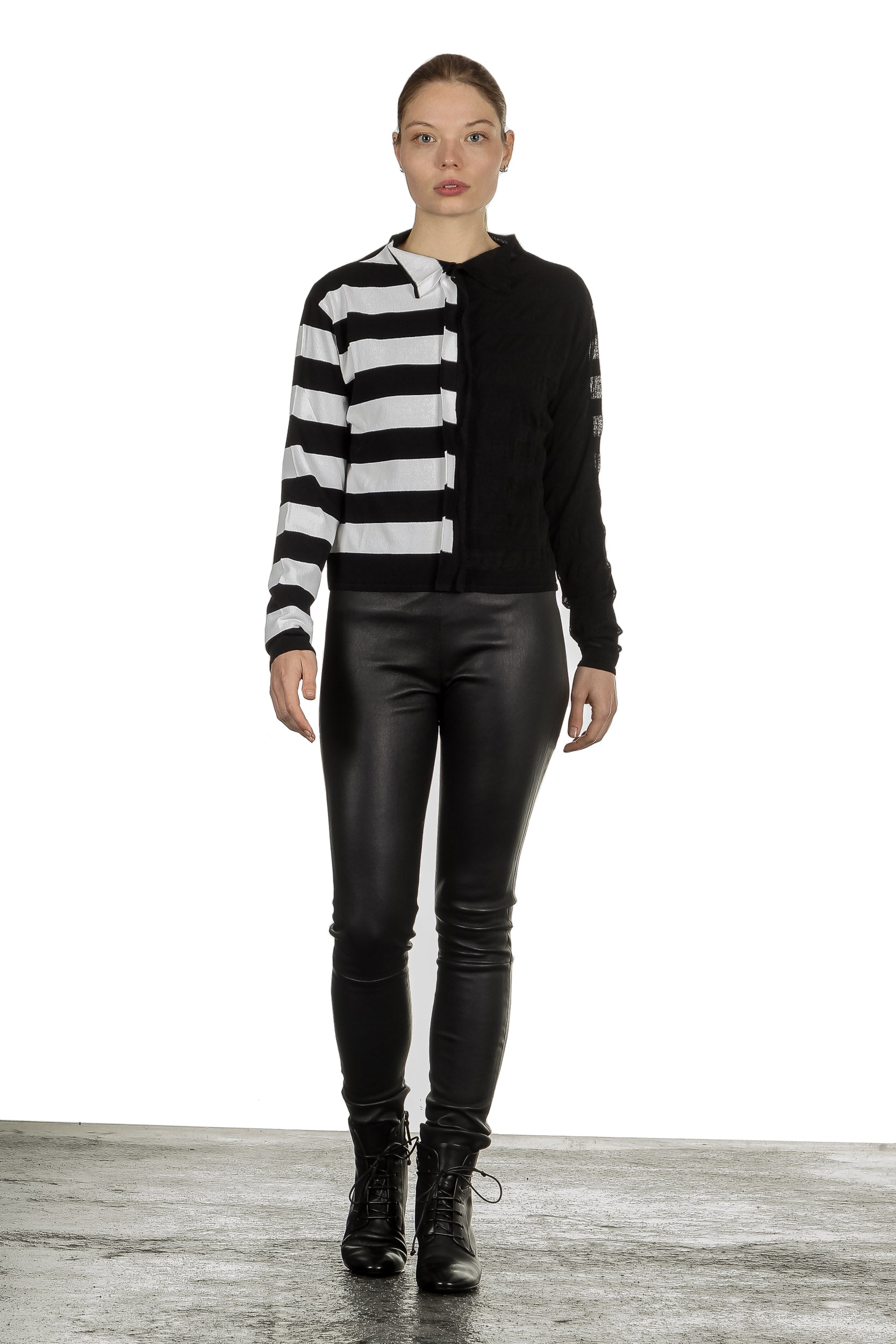 Sarah Pacini Damen Langarm Shirt gestreift schwarz weiss