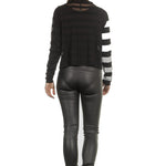 Sarah Pacini Damen Langarm Shirt gestreift schwarz weiss