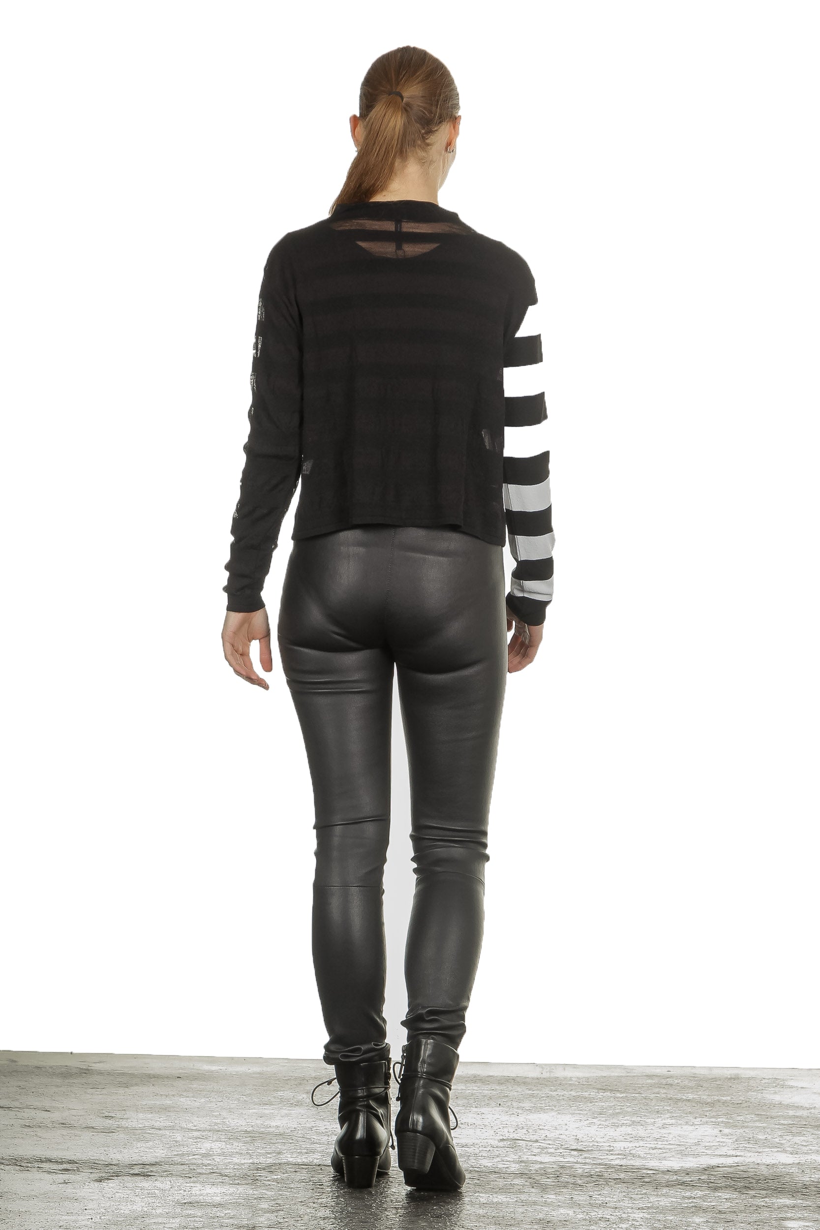 Sarah Pacini Damen Langarm Shirt gestreift schwarz weiss