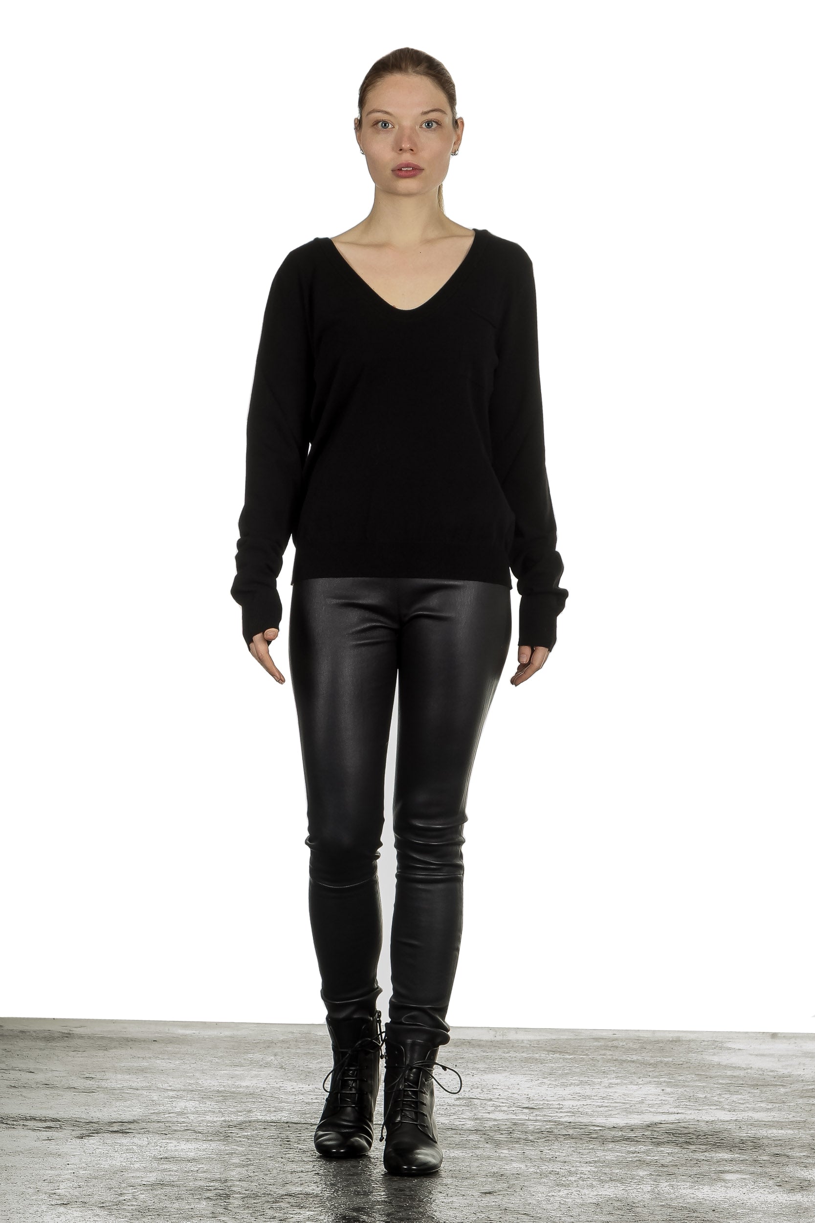 Sarah Pacini Damen Pullover V-Ausschnitt schwarz