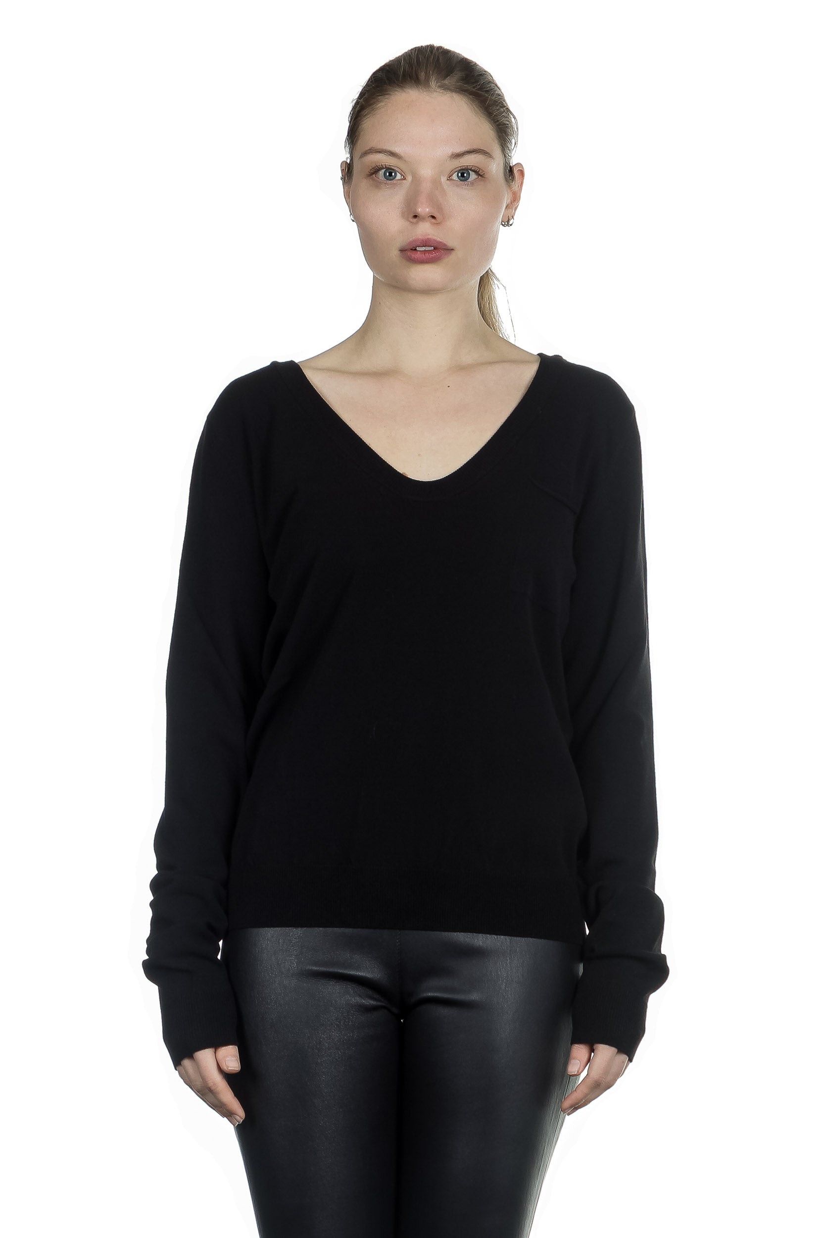 Sarah Pacini Damen Pullover V-Ausschnitt schwarz
