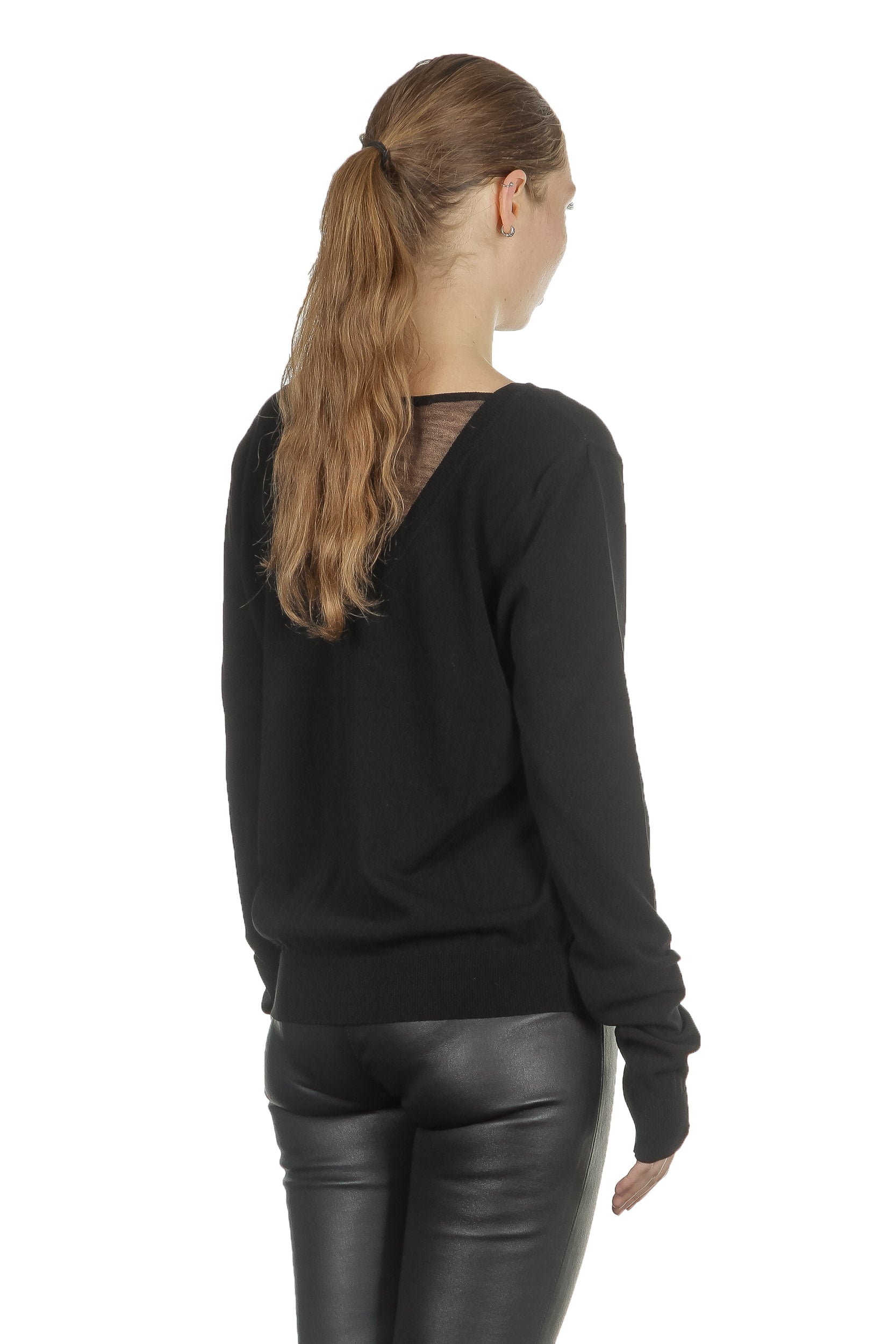 Sarah Pacini Damen Pullover V-Ausschnitt schwarz