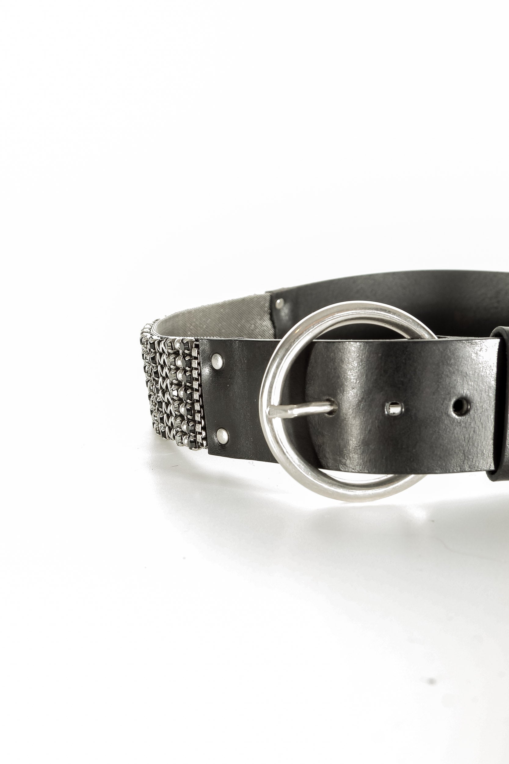 NANNI Gürtel im Metall und Ledermix in schwarz