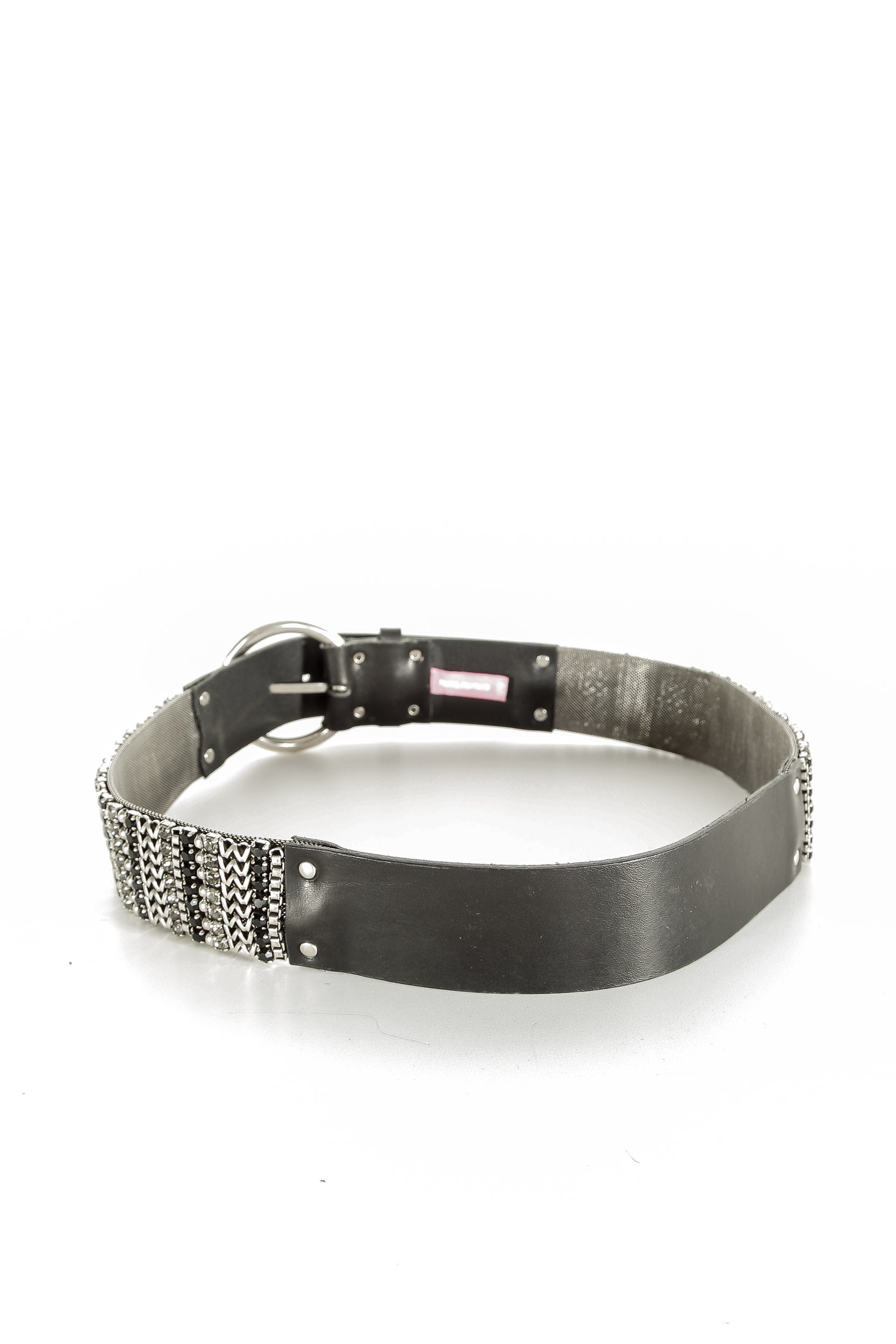 NANNI Gürtel im Metall und Ledermix in schwarz