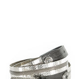 NANNI Gürtel im Metall und Ledermix in silber