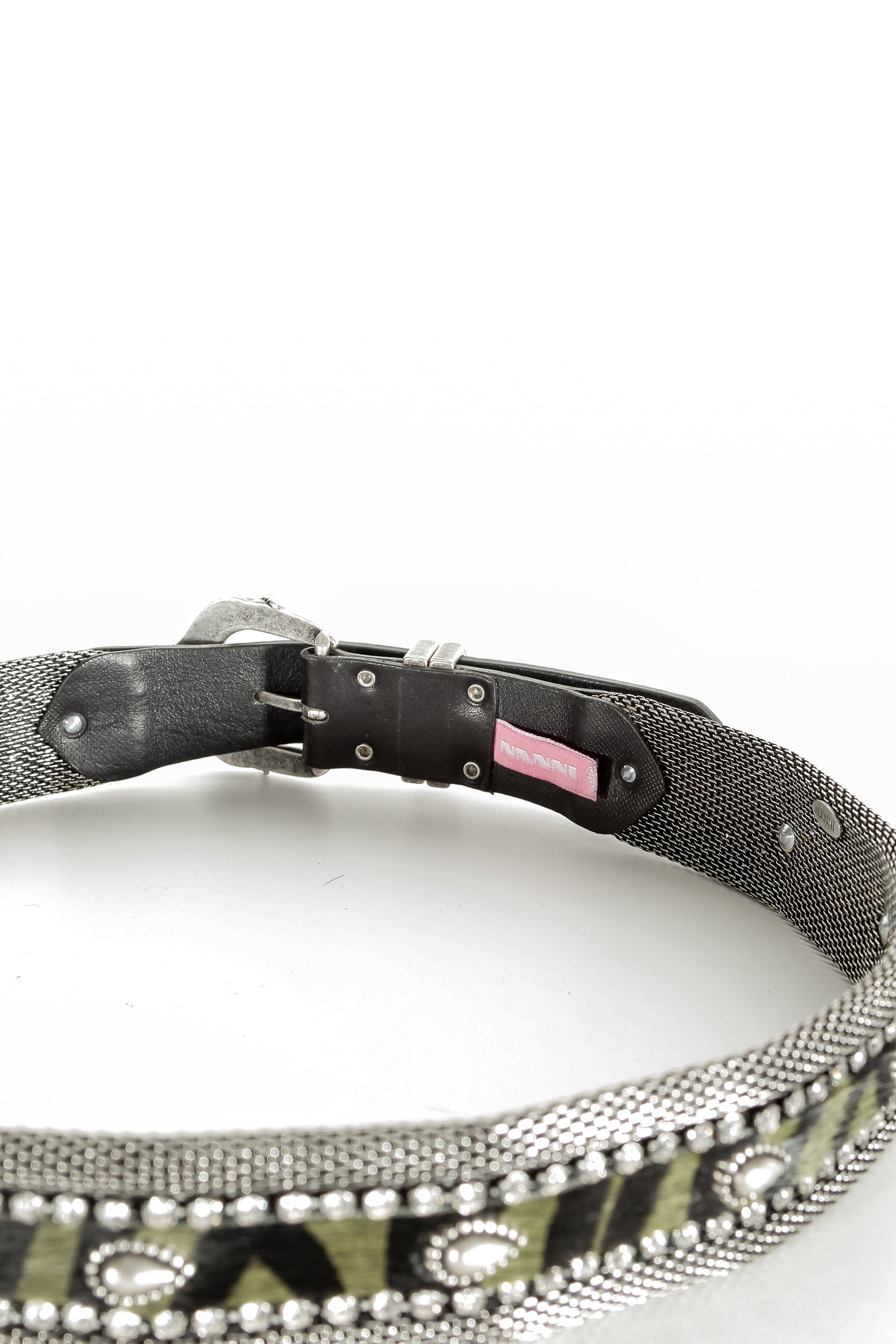 NANNI Gürtel im Metall und Ledermix in silber
