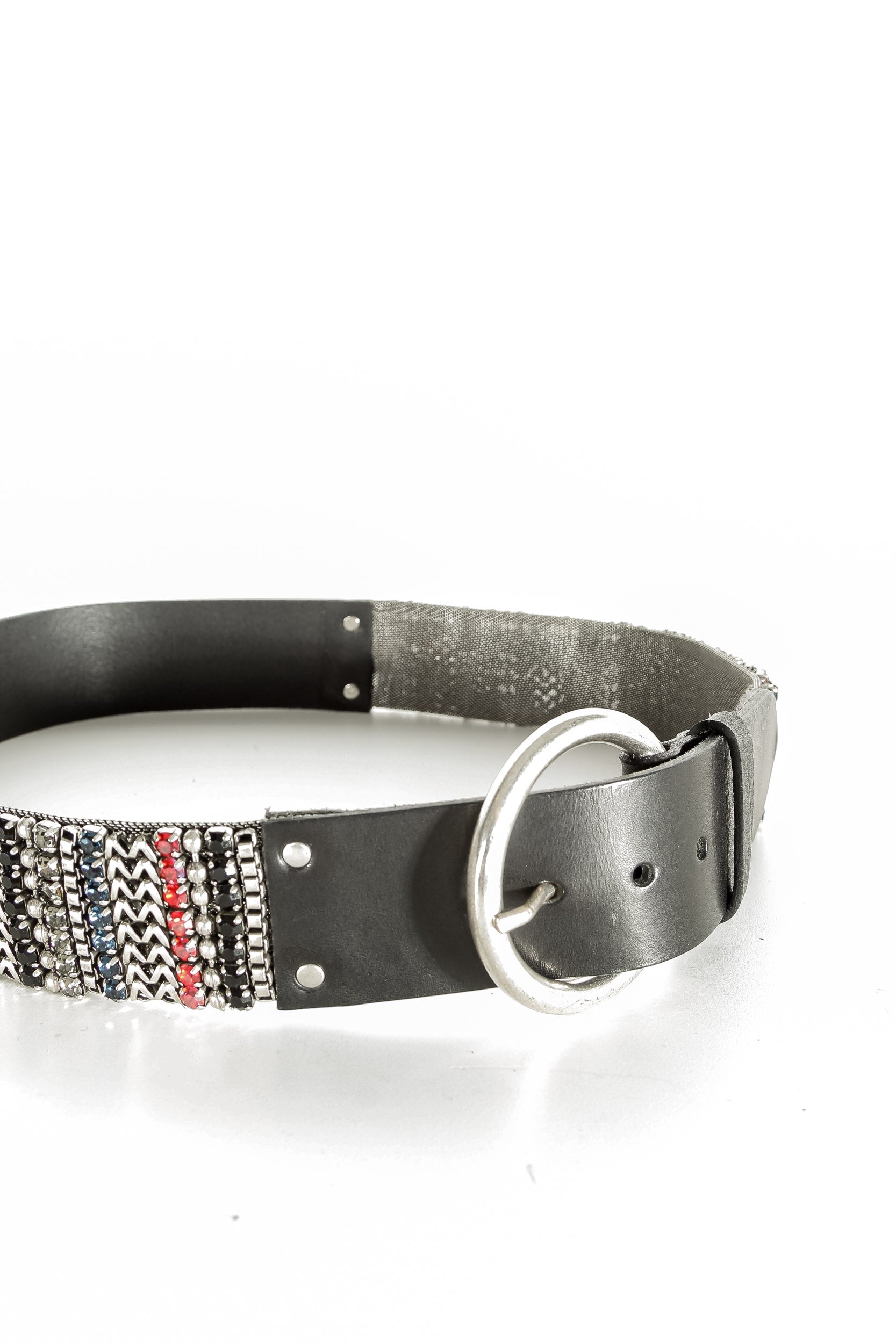 NANNI Gürtel im Metall und Ledermix in schwarz