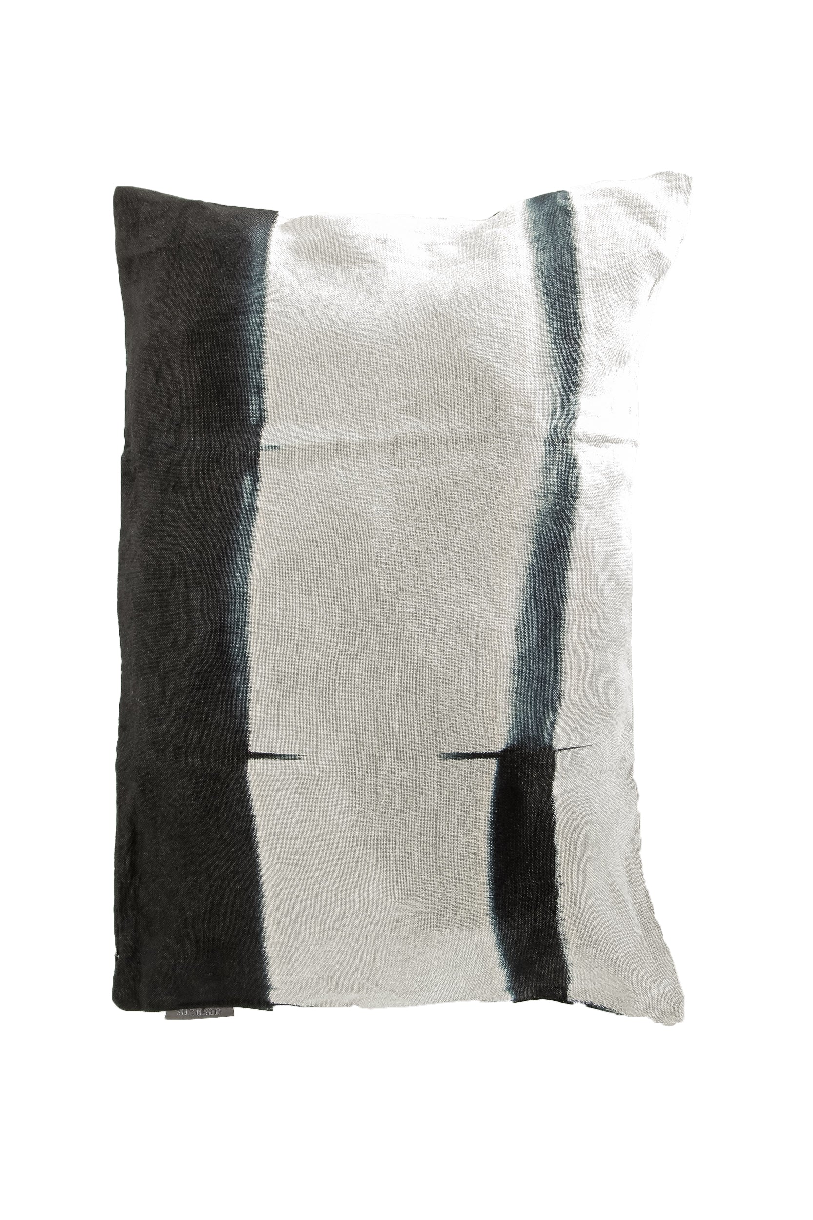 Suzusan Leinen Kissenbezug Shibori schwarz weiß