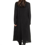 Apuntob Damen Avantgarde Hemdblusenkleid schwarz