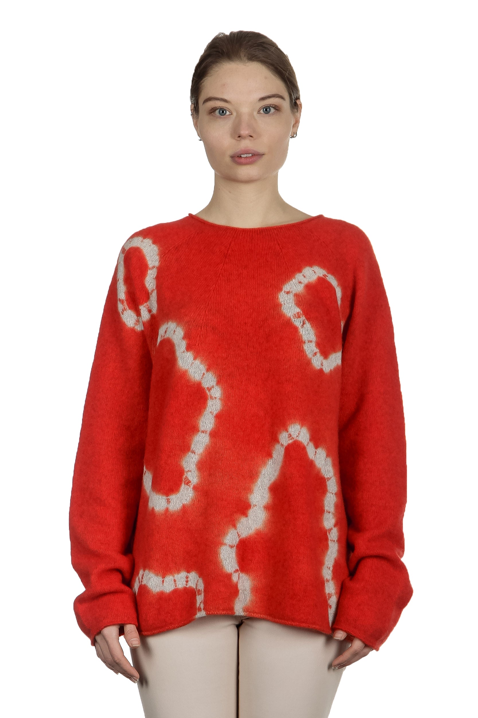 Suzusan Damen Kaschmir Pullover AMEBA orange grau