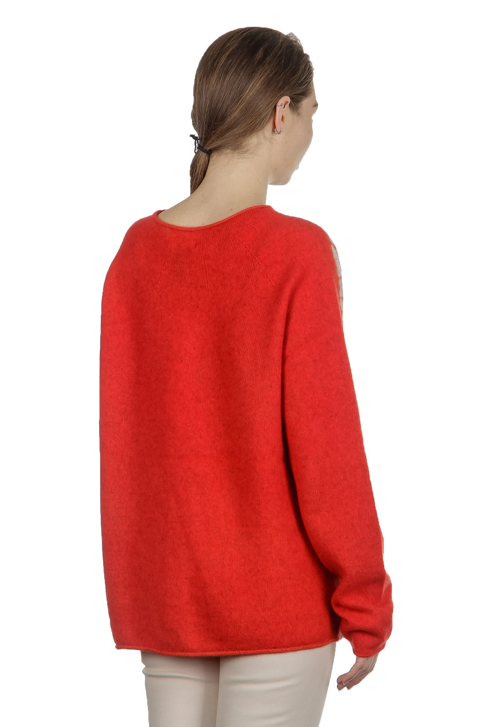 Suzusan Damen Kaschmir Pullover AMEBA orange grau